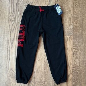 Polo by Ralph Lauren Boys Black Sweatpants Buffalo Plaid Logo Size Small